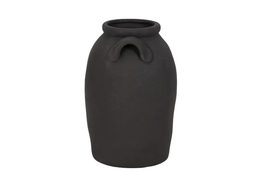 8" Rough Finish Jug With Handles, Black