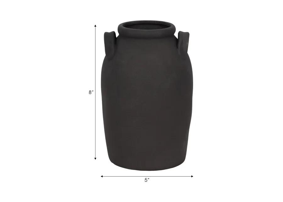 8" Rough Finish Jug With Handles, Black