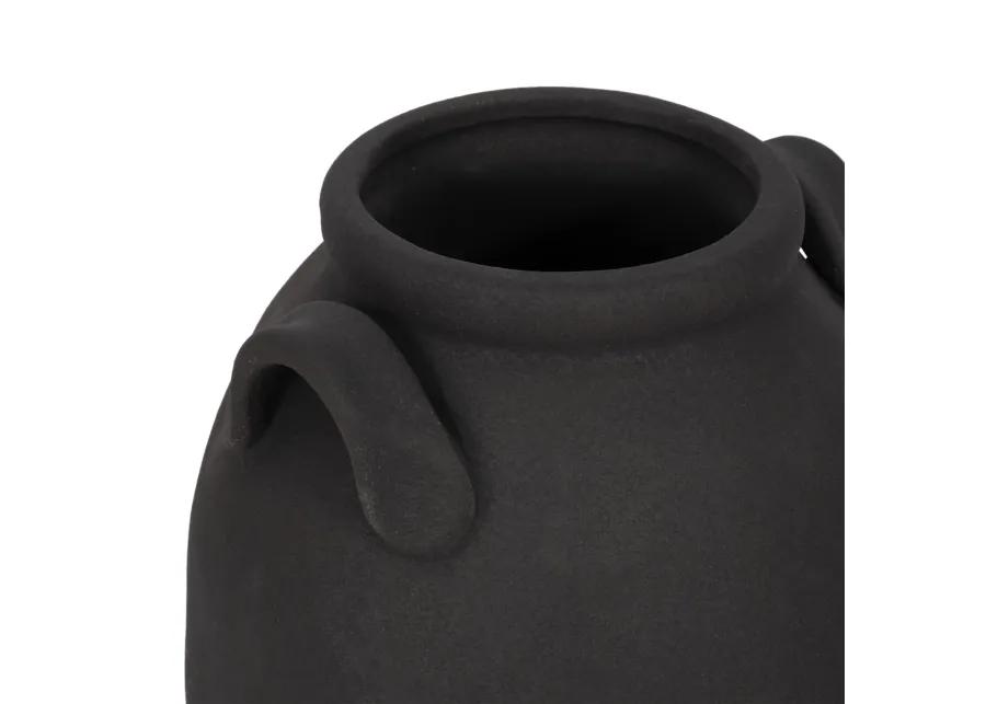 8" Rough Finish Jug With Handles, Black