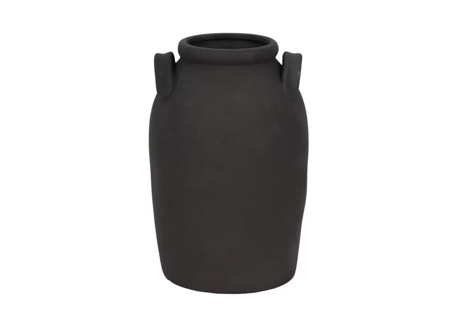 8" Rough Finish Jug With Handles, Black