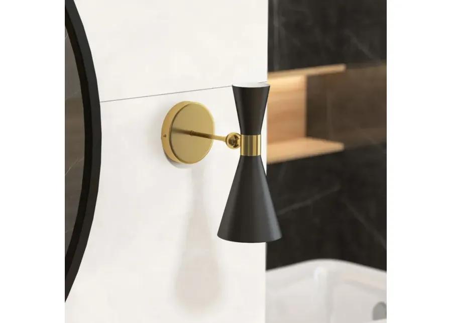 Calvin One Armed Black and Brass Metal Wall Sconce