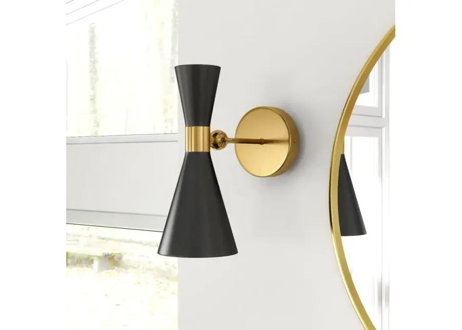 Calvin One Armed Black and Brass Metal Wall Sconce