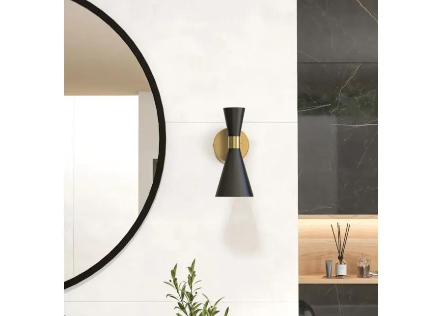 Calvin One Armed Black and Brass Metal Wall Sconce