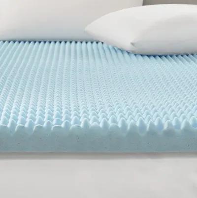 Sleep Philosophy 3" Gel Memory Foam Blue All Season Reversible Hypoallergenic Cooling Mattress Topper