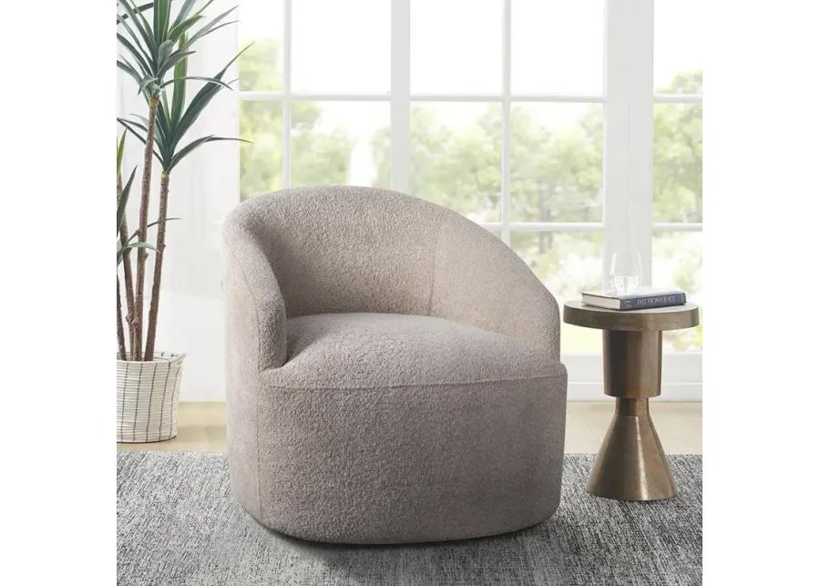 INK+IVY Bonn Beige Upholstered 360 Degree Swivel Chair