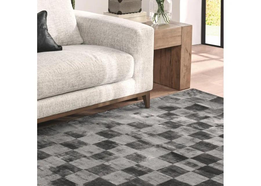 Berlin 8'x10' Indoor Soft Fabric Handwoven Checkered Charcoal Accent Area Rug