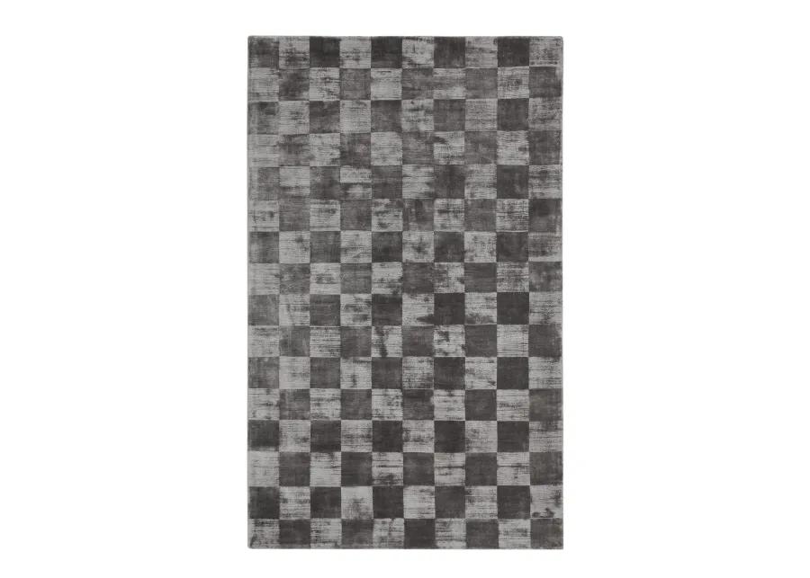 Berlin 8'x10' Indoor Soft Fabric Handwoven Checkered Charcoal Accent Area Rug