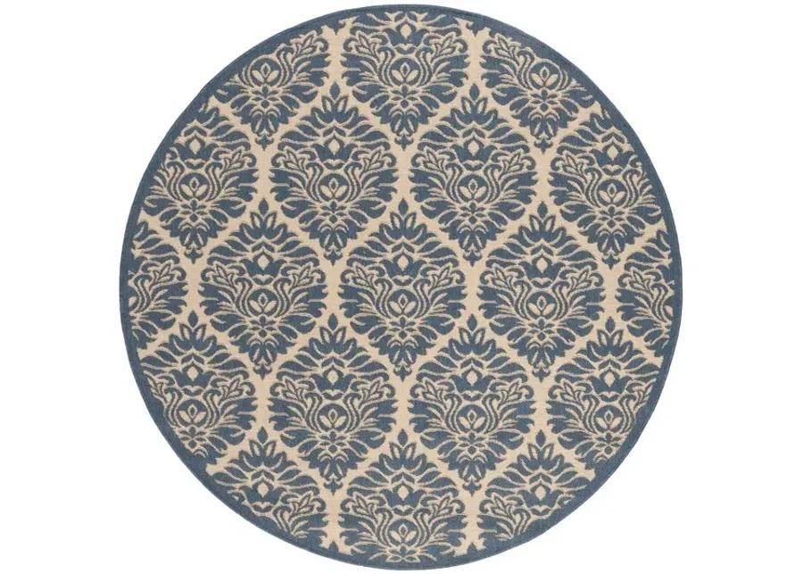 LINDEN 135 Collection LND135N-6R Cream / Blue 6'-7" X 6'-7" Round