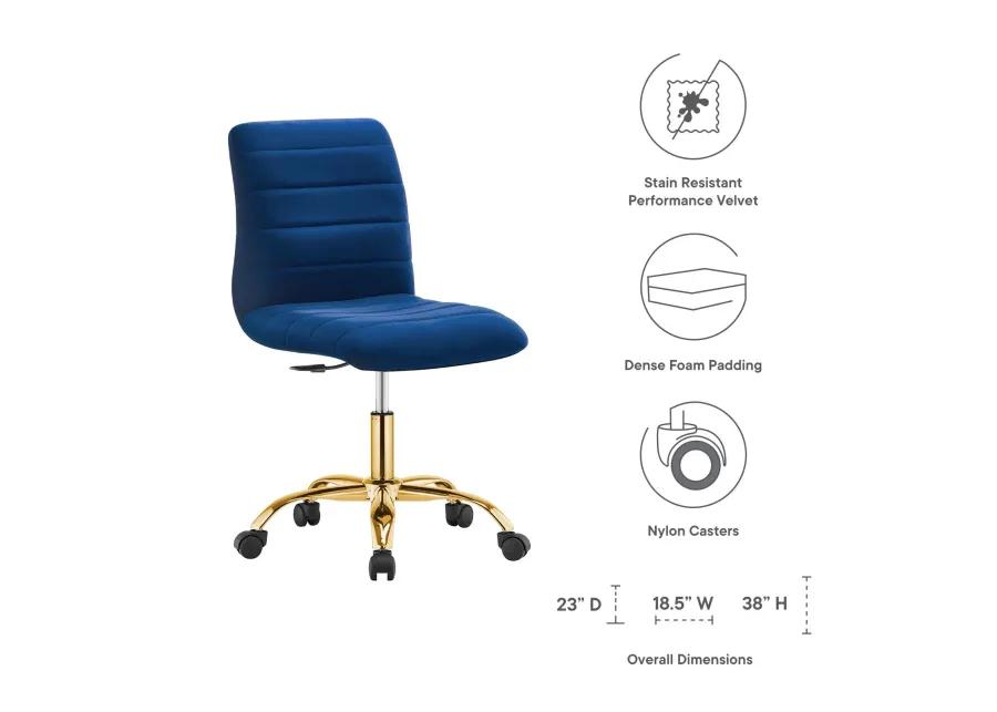 Ripple Armless Performance Velvet Office Chair