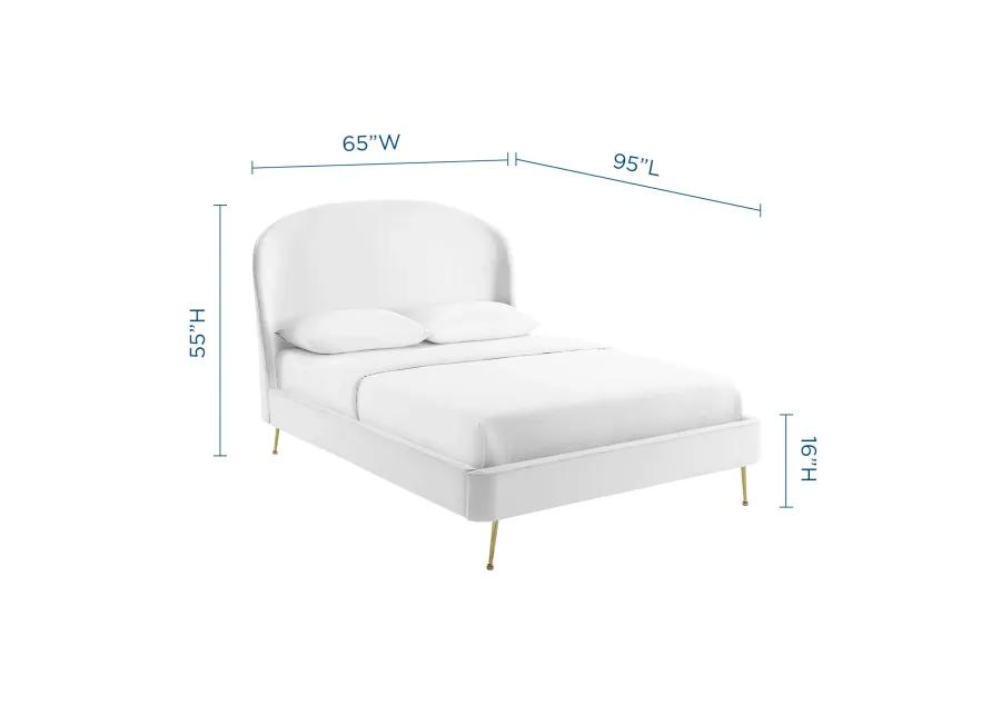 Mira Upholstered Performance Velvet Queen Platform Bed