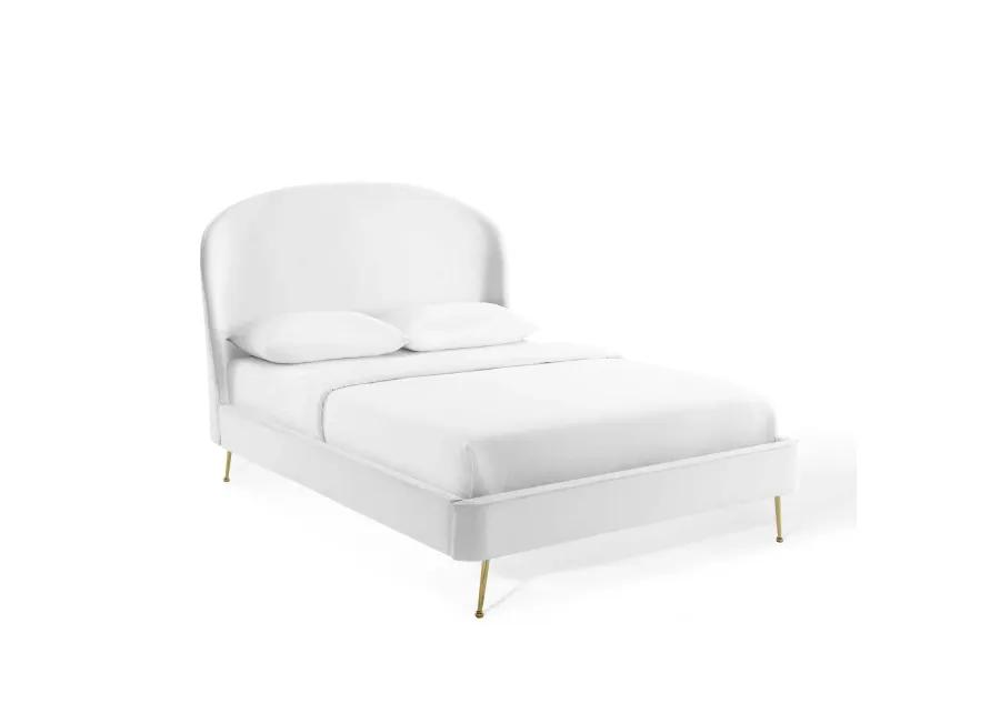 Mira Upholstered Performance Velvet Queen Platform Bed