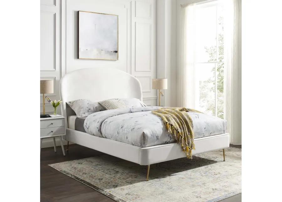 Mira Upholstered Performance Velvet Queen Platform Bed