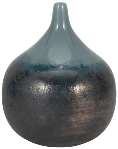 Glass, 10" 2-tone Metallic Vase, Sea Green