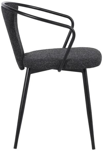 Francis Contemporary Dining Chair in Black Powder Coated Finish and Black Fabric