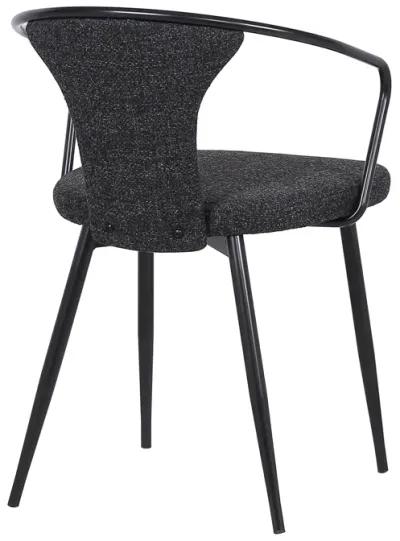 Francis Contemporary Dining Chair in Black Powder Coated Finish and Black Fabric