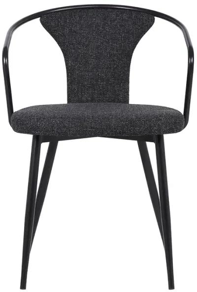 Francis Contemporary Dining Chair in Black Powder Coated Finish and Black Fabric