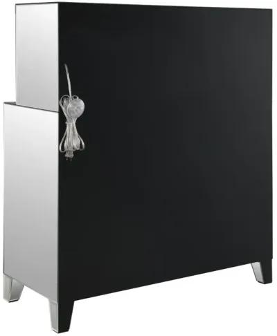 Yvaine 2-door Mirrored Wine Cabinet with Faux Crystal Inlay Silver