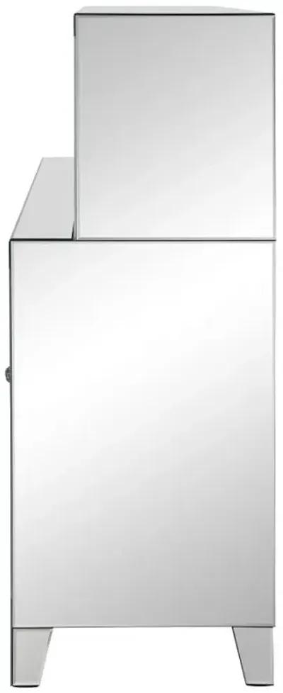 Yvaine 2-door Mirrored Wine Cabinet with Faux Crystal Inlay Silver