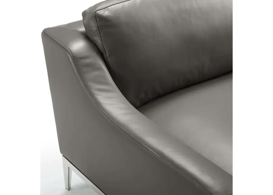 Harness 64" Stainless Steel Base Leather Loveseat