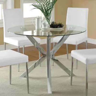 Ellianna Glass Top Dining Table with X-Cross Base Chrome