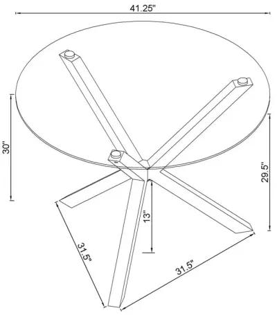 Ellianna Glass Top Dining Table with X-Cross Base Chrome
