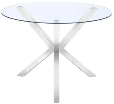 Ellianna Glass Top Dining Table with X-Cross Base Chrome