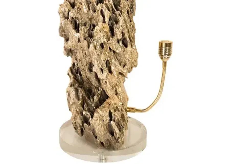 stalagmite lamp polished brass, md, glass base, assorted size and shape