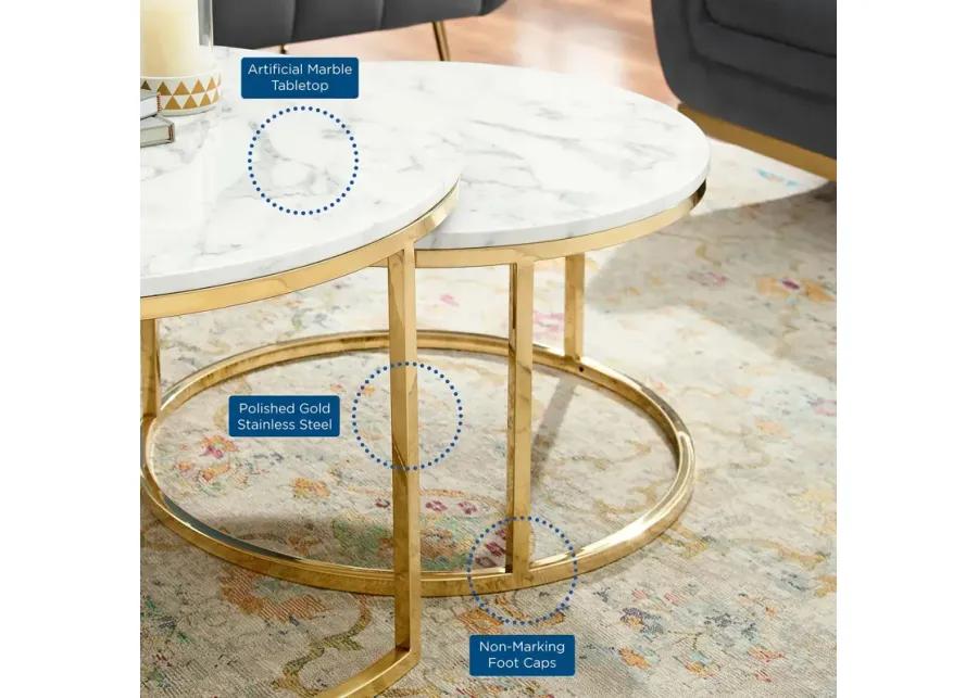 Ravenna Artificial Marble Nesting Coffee Table