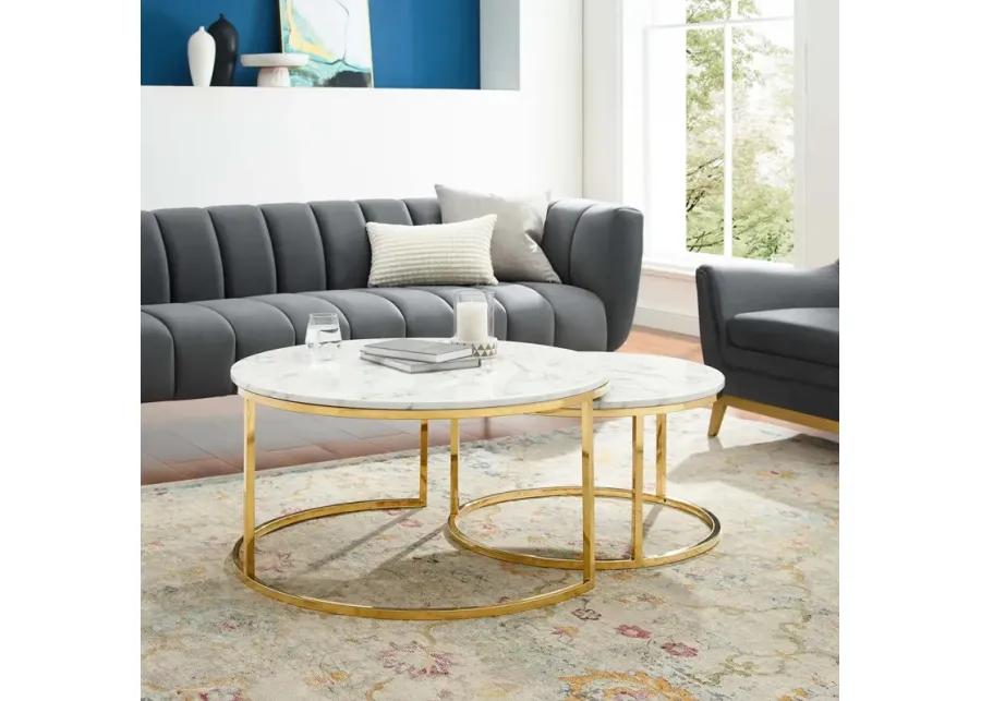 Ravenna Artificial Marble Nesting Coffee Table