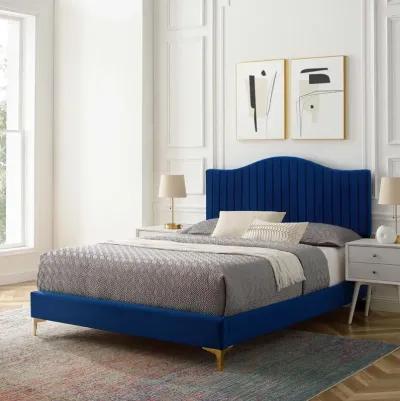 Juniper Channel Tufted Performance Velvet Queen Platform Bed