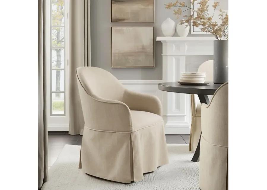 Skirted Dining Arm Chair with Casters