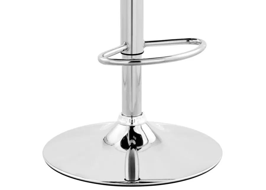 Karter Adjustable Cream Faux Leather and Walnut Wood Bar Stool with Chrome Base