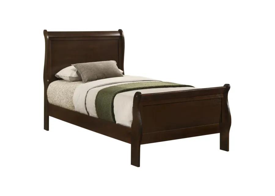 Louis Philippe Twin Panel Sleigh Bed Cappuccino