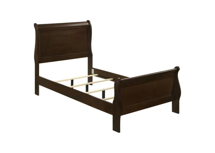 Louis Philippe Twin Panel Sleigh Bed Cappuccino