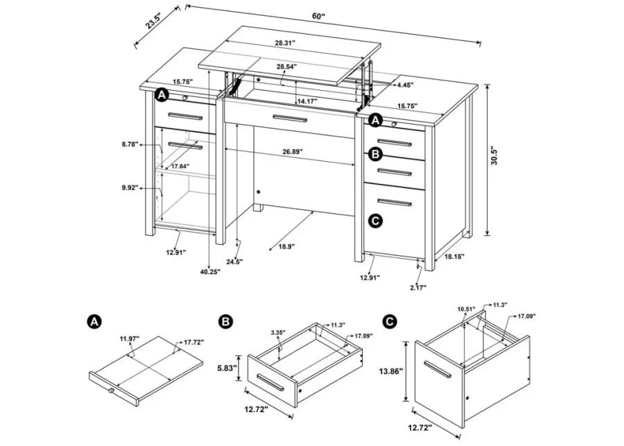 Dylan 4-drawer Lift Top Office Desk