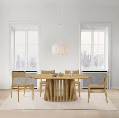 Pasadena Erie 5 Piece Oval Dining Set in Natural Oak Finish with Paper Cord Chairs