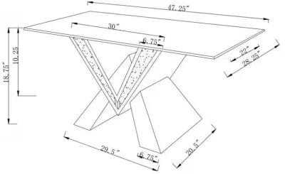 Taffeta V-shaped Coffee Table with Glass Top Silver