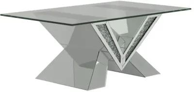 Taffeta V-shaped Coffee Table with Glass Top Silver