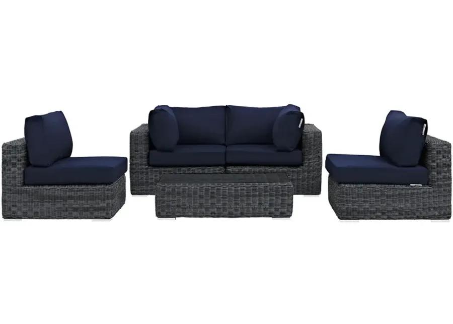 Summon 5 Piece Outdoor Patio Sunbrella® Sectional Set