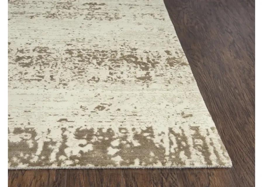 Artistry Beige Abstract NZ Wool/Tencel Blend 2'6" x 10' Runner Rug