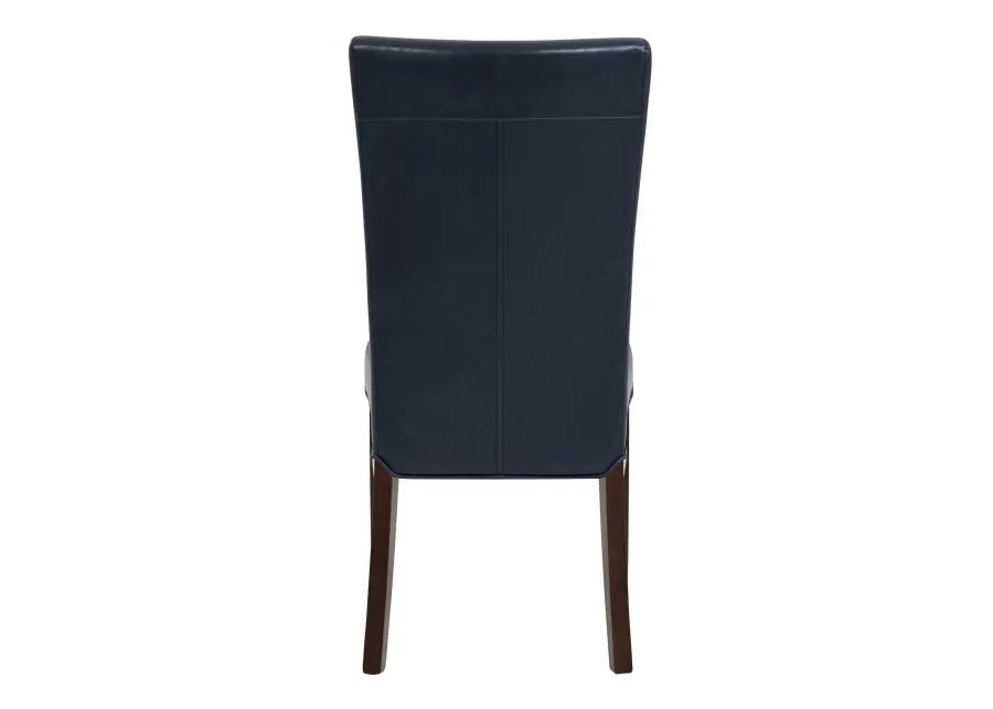 Milton Bonded Leather Dining Side Chair Wenge Legs, Vintage Blue (Set of 2)