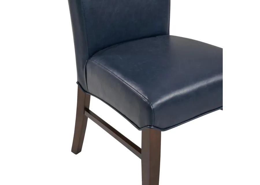 Milton Bonded Leather Dining Side Chair Wenge Legs, Vintage Blue (Set of 2)