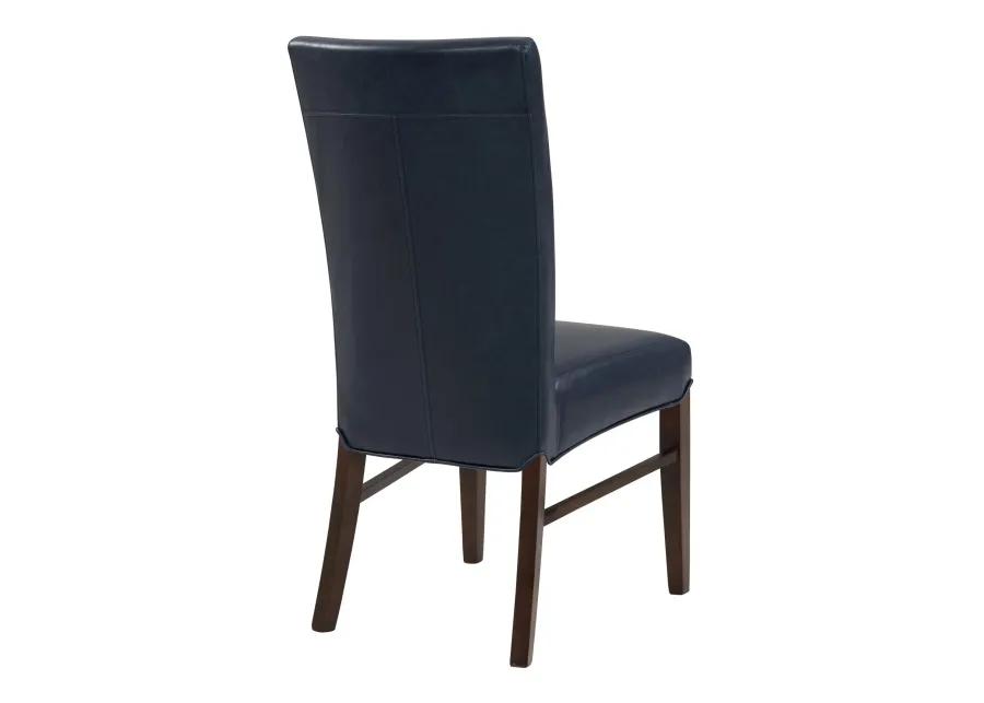 Milton Bonded Leather Dining Side Chair Wenge Legs, Vintage Blue (Set of 2)