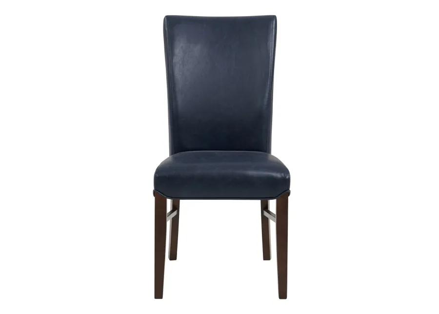 Milton Bonded Leather Dining Side Chair Wenge Legs, Vintage Blue (Set of 2)