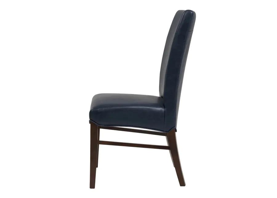 Milton Bonded Leather Dining Side Chair Wenge Legs, Vintage Blue (Set of 2)