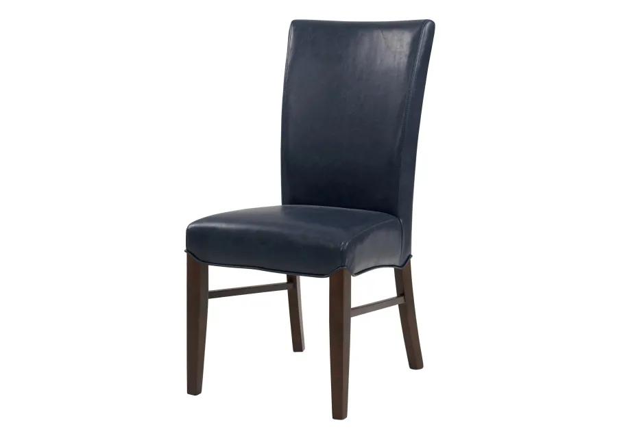 Milton Bonded Leather Dining Side Chair Wenge Legs, Vintage Blue (Set of 2)