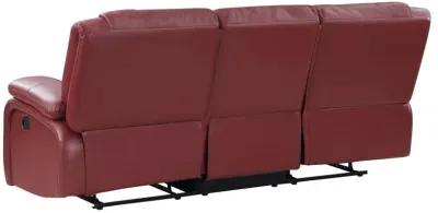 Camila Upholstered Motion Reclining Sofa Red Faux Leather