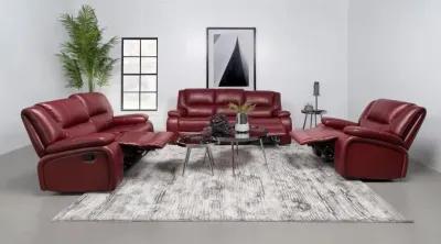 Camila Upholstered Motion Reclining Sofa Red Faux Leather