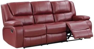 Camila Upholstered Motion Reclining Sofa Red Faux Leather