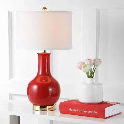 Red 27.5-Inch H Ceramic Paris Lamp